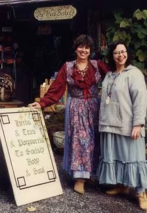 tina sams in front of the faire shop